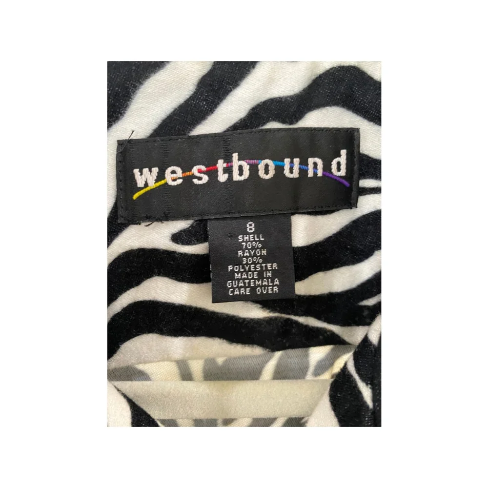 Westbound Black/White Zebra Print Full Zip Jacket - Sz. Small (EUC)